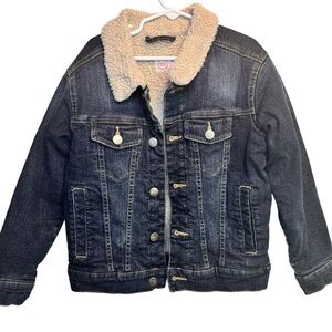 💥Wonder Nation Dark Blue Jean Jacket with Cream Wool Lining Size 6/7